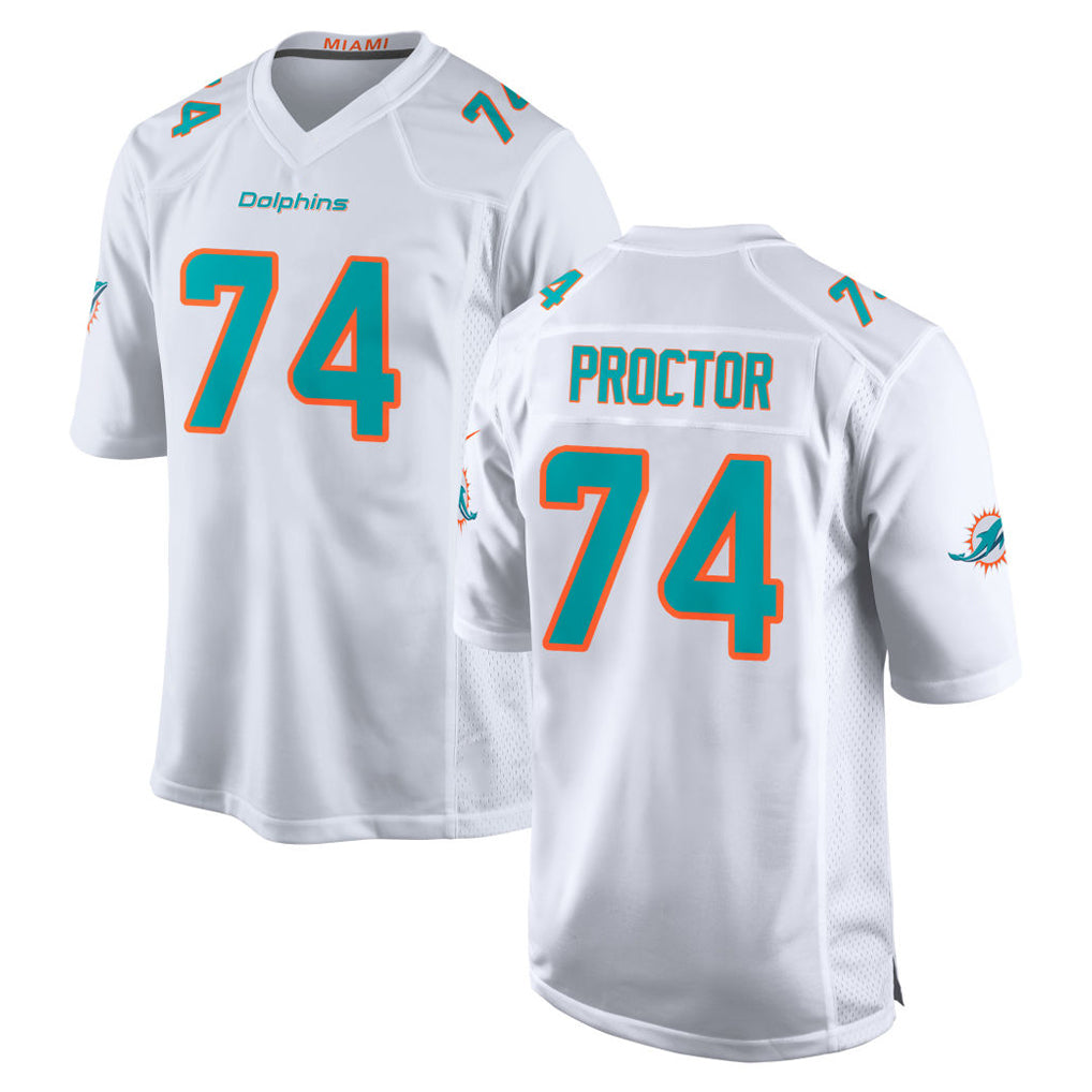 M.Dolphins #74 Kadyn Proctor Player White Limited Home Game PETTCS Stitched Jerseys