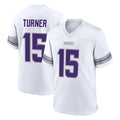 M.Vikings #15 Dallas Turner Player White Alternate Home Game PETTCS Stitched Jerseys