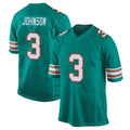 M.Dolphins #3 Chris Johnson Player Aqua Alternate Home Game PETTCS Stitched Jerseys