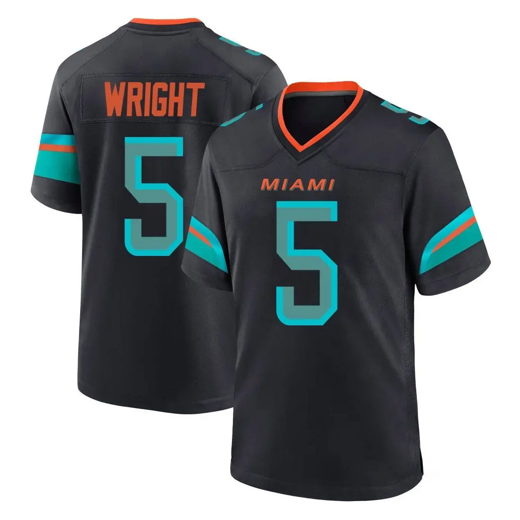 M.Dolphins #5 Jaylen Wright Player Black Pitch Rivalries Collection Home Game PETTCS Stitched Jerseys