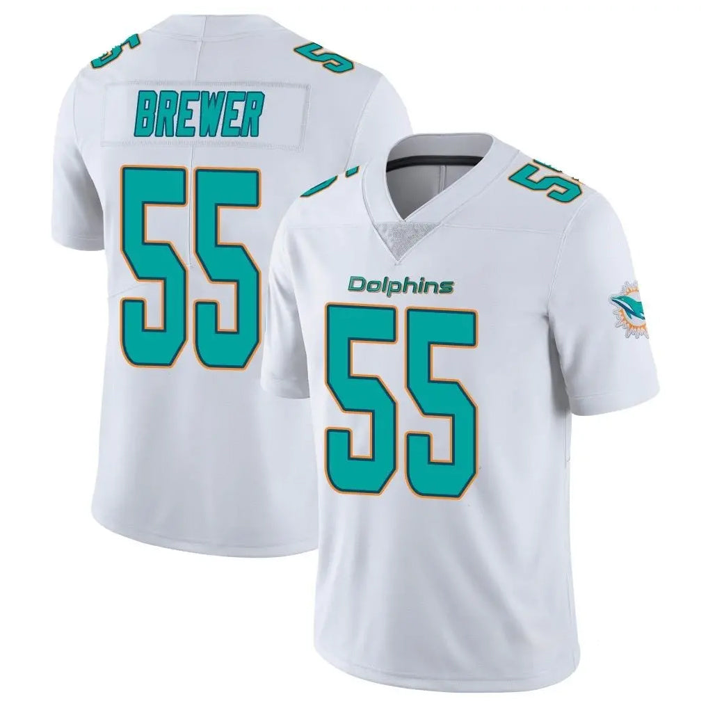 M.Dolphins #55 Aaron Brewer Player White Limited Vapor Untouchable Home Game PETTCS Stitched Jerseys
