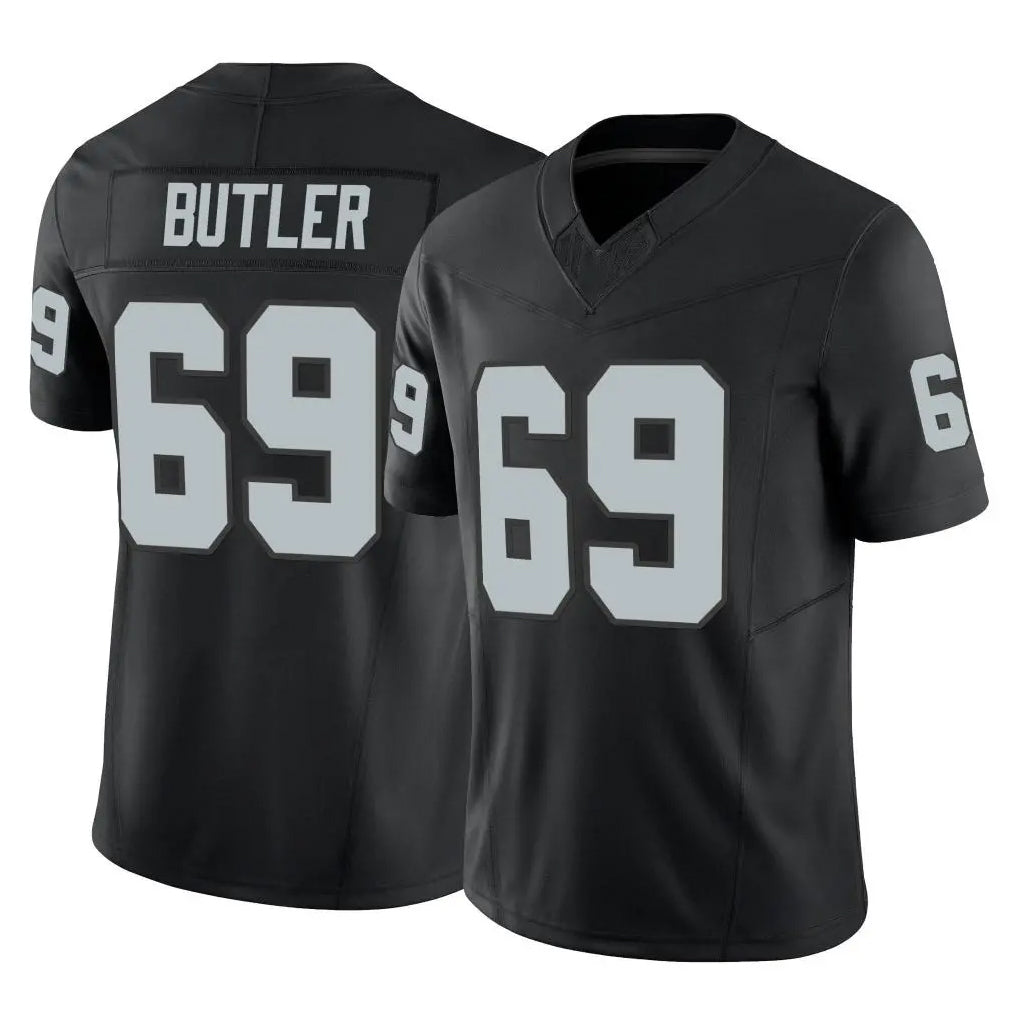 LV.Raiders #69 Adam Butler Player Black Limited Vapor F.U.S.E. Home Game PETTCS Stitched Jerseys