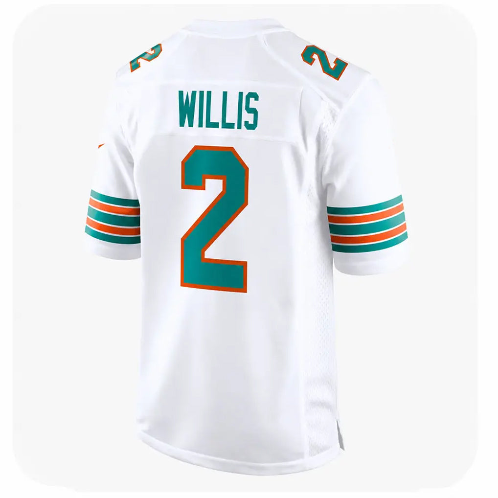 M.Dolphins #2 Malik Willis Player White Limited Home Game PETTCS Stitched Jerseys