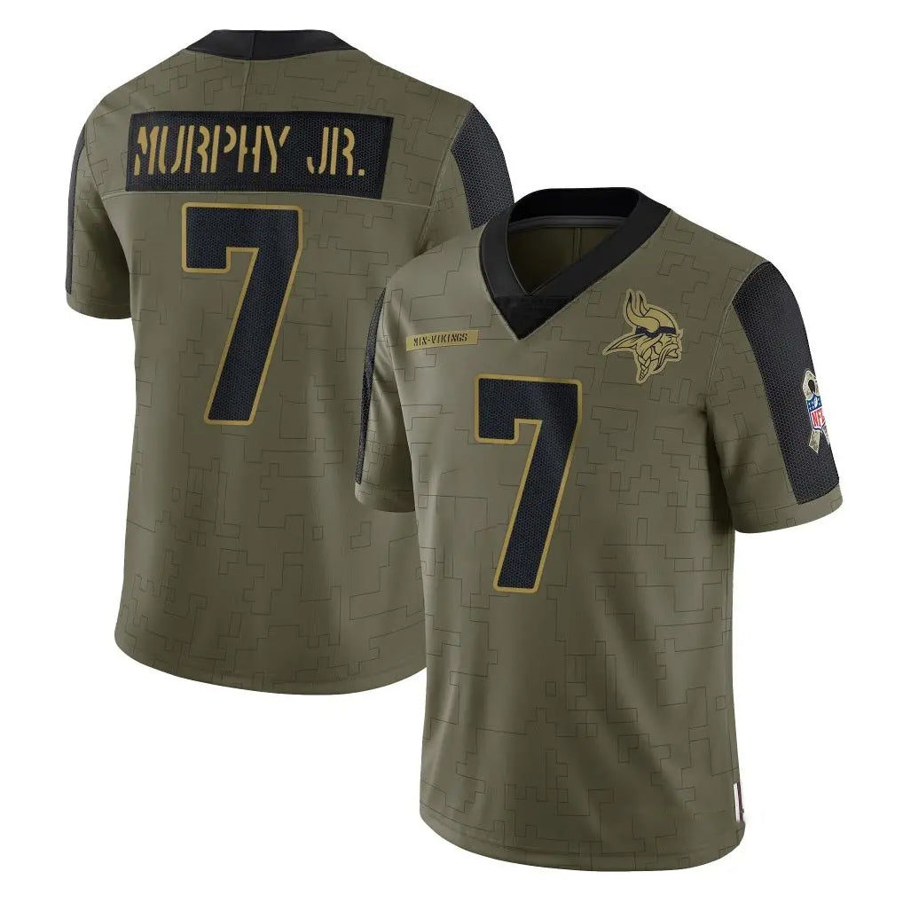 M.Vikings #7 Byron Murphy Jr. Player Olive Salute To Service Limited Game PETTCS Stitched Jerseys