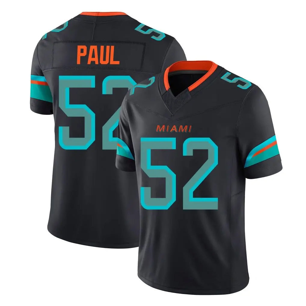 M.Dolphins #52 Patrick Paul Player Black Limited Pitch Rivalries Collection Home Game PETTCS Stitched Jerseys