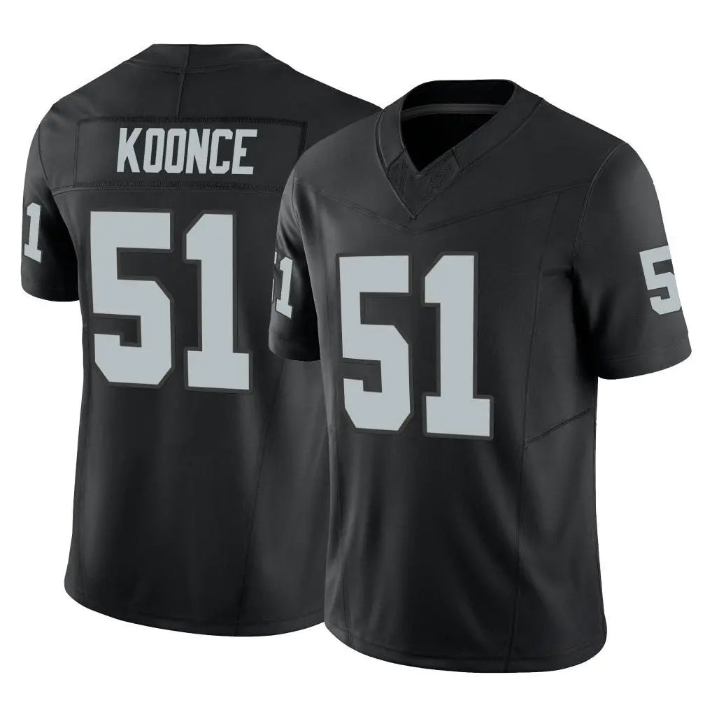 LV.Raiders #51 Malcolm Koonce Player Black Limited Vapor F.U.S.E. Home Game PETTCS Stitched Jerseys