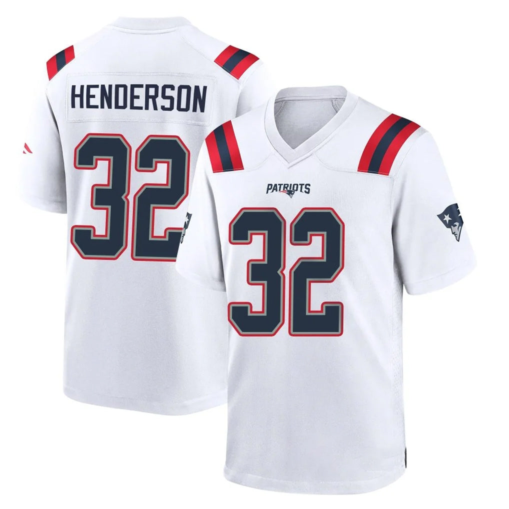 NE.Patriots #32 TreVeyon Henderson Player White Home Game PETTCS Stitched Jerseys