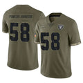 LV.Raiders #58 Jackson Powers-Johnson Player Olive Salute To Service Limited PETTCS Stitched Jerseys