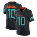 M.Dolphins #10 Jacob Rodriguez Player Black Limited Pitch Rivalries Collection Home Game PETTCS Stitched Jerseys