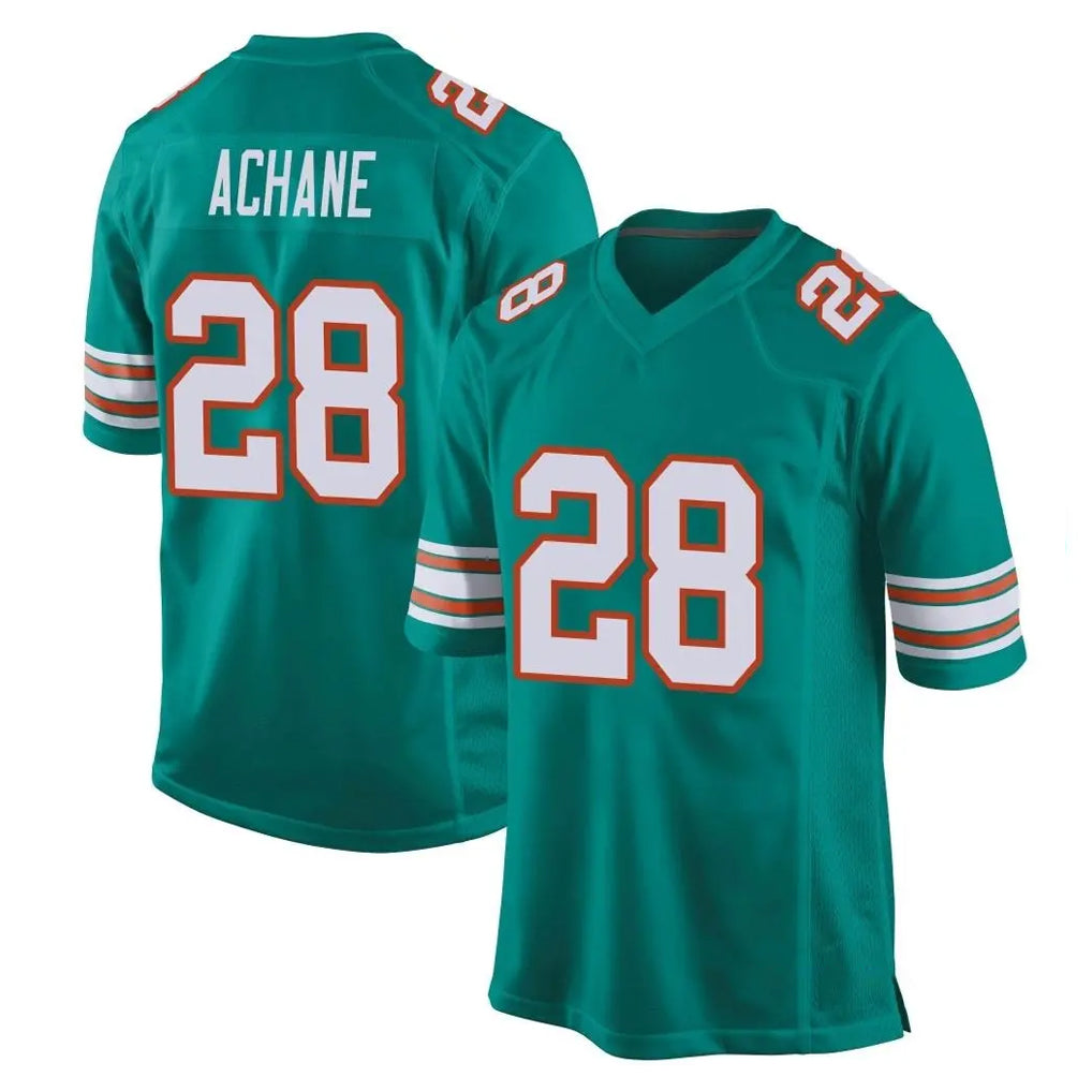 M.Dolphins #28 De'Von Achane Player Aqua Alternate Home Game PETTCS Stitched Jerseys