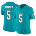 M.Dolphins #5 Jaylen Wright Player Aqua Limited Vapor F.U.S.E. Home Game PETTCS Stitched Jerseys