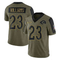 LA.Rams #23 Kyren Williams Player Olive Salute To Service Limited Game PETTCS Stitched Jerseys