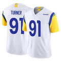 LA.Rams #91 Kobie Turner Player White Limited Vapor F.U.S.E. Home Game PETTCS Stitched Jerseys