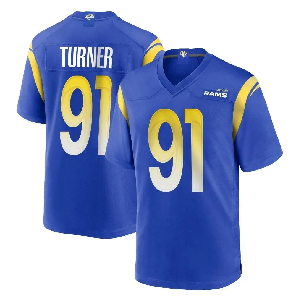 LA.Rams #91 Kobie Turner Player Royal Home Game PETTCS Stitched Jerseys