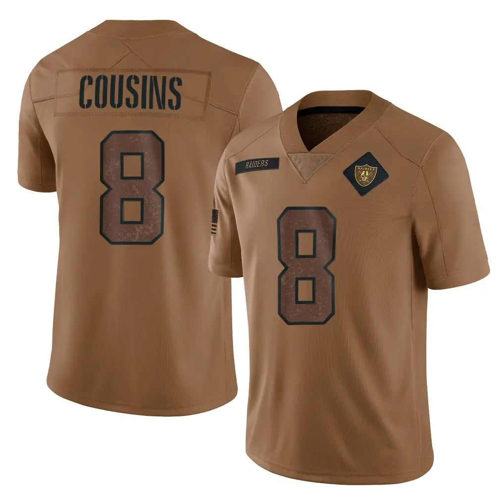 LV.Raiders #8 Kirk Cousins Player Brown Salute To Service Limited PETTCS Stitched Jerseys