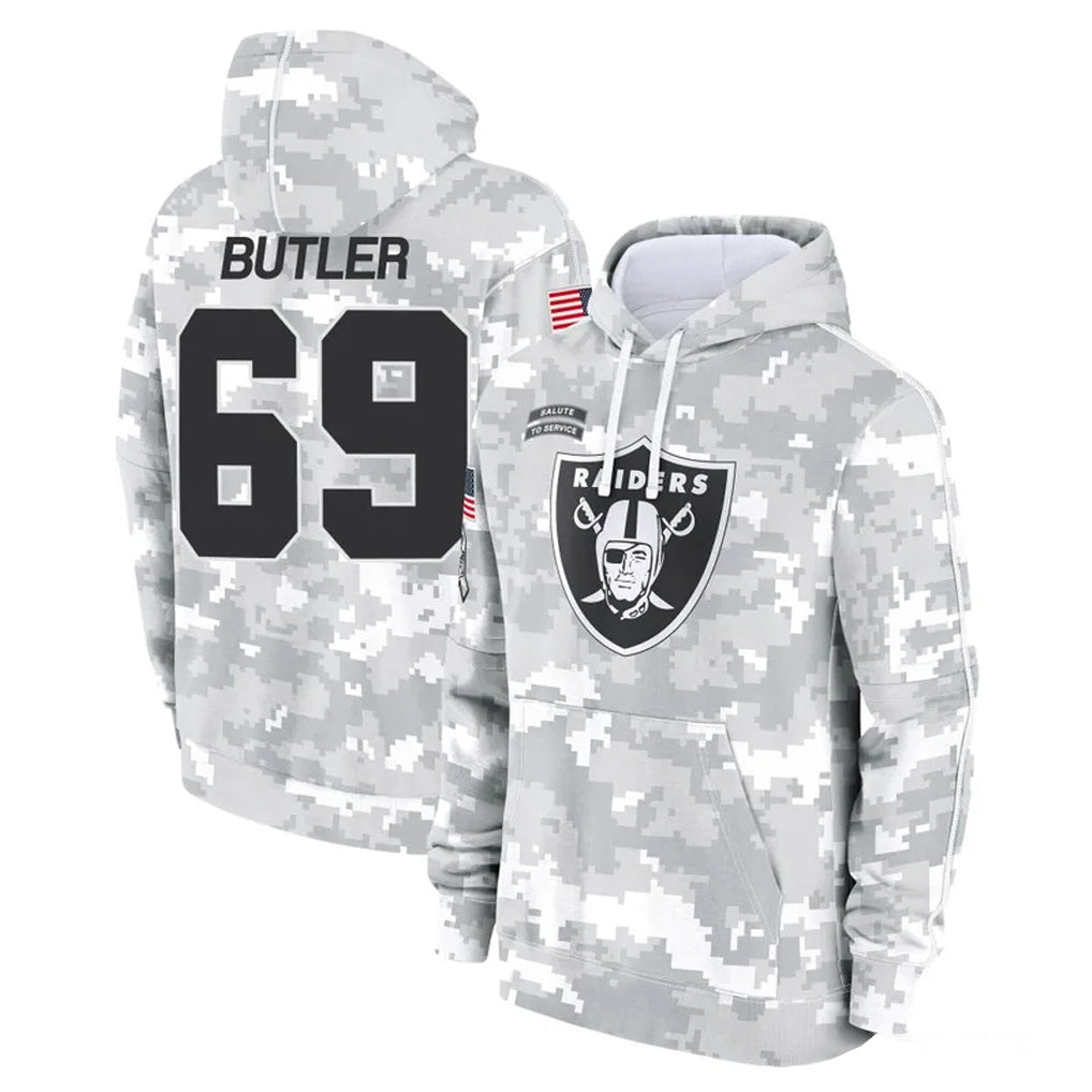 LV.Raiders #69 Adam Butler Player Arctic Camo Salute to Service Hoodies Limited Game PETTCS Stitched Jerseys