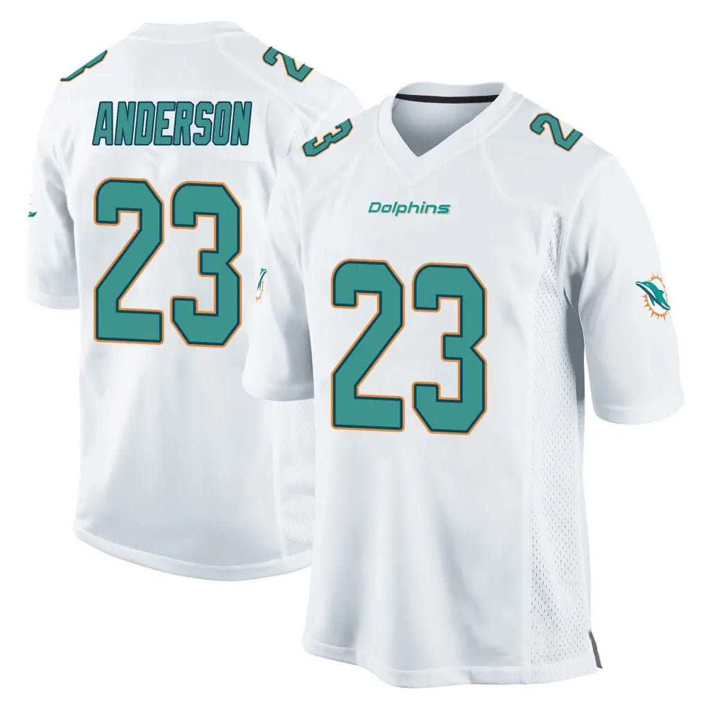 M.Dolphins #23 Zayne Anderson Player White Home Game PETTCS Stitched Jerseys