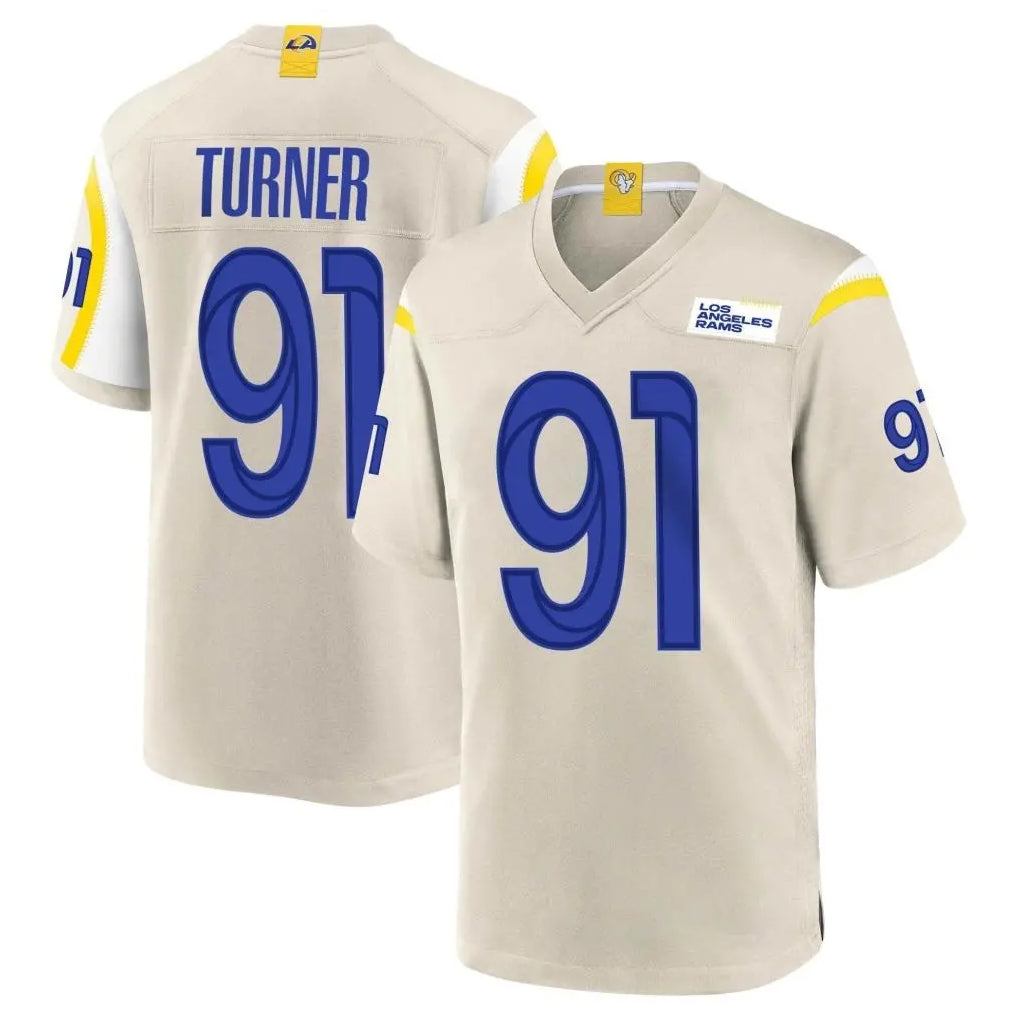 LA.Rams #91 Kobie Turner Player Bone Home Game PETTCS Stitched Jerseys