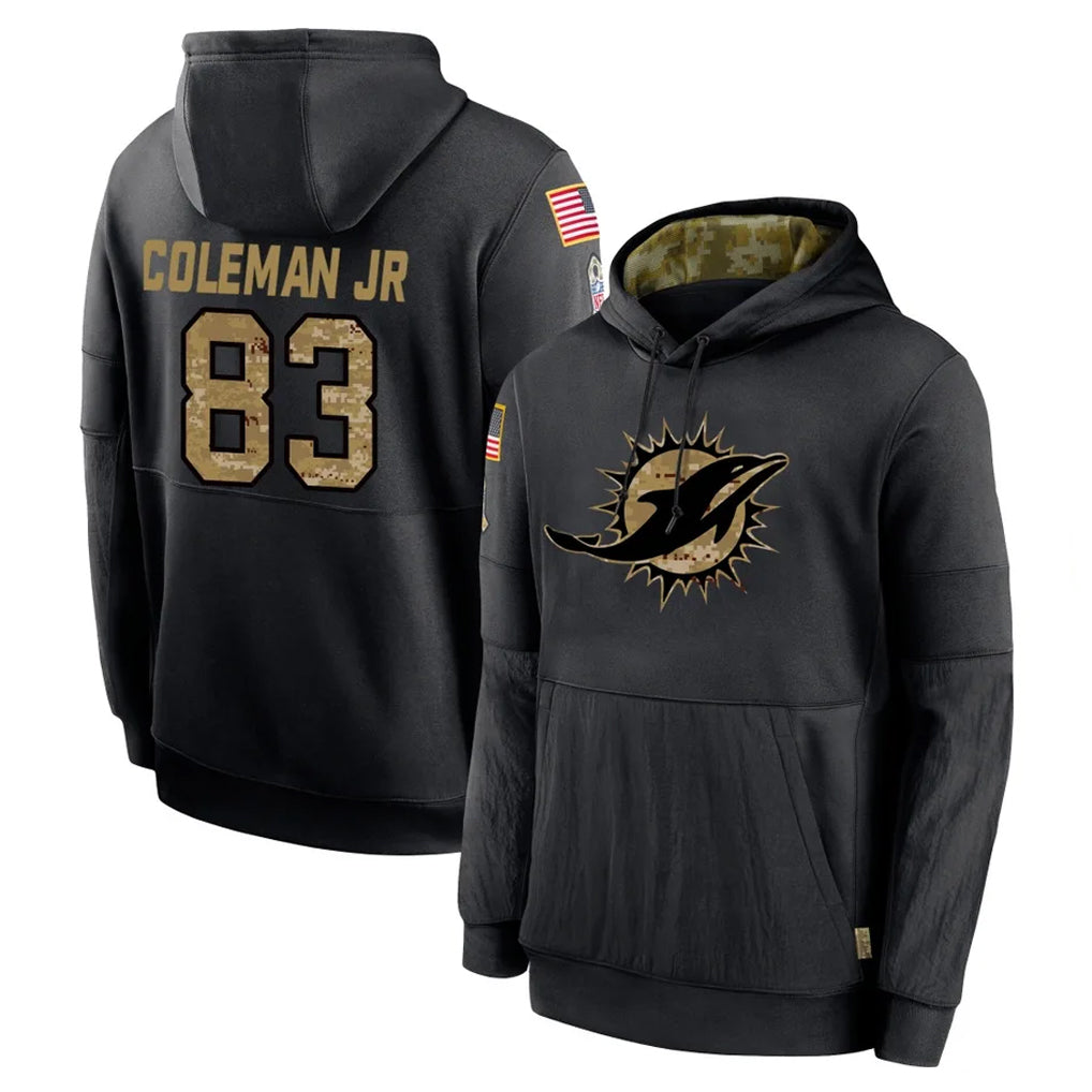 M.Dolphins #83 Kevin Coleman Jr. Player Black Salute to Service Hoodies Limited Game PETTCS Stitched Jerseys