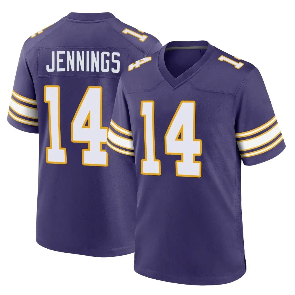 M.Vikings #14 Jauan Jennings Player Purple Classic Home Game PETTCS Stitched Jerseys