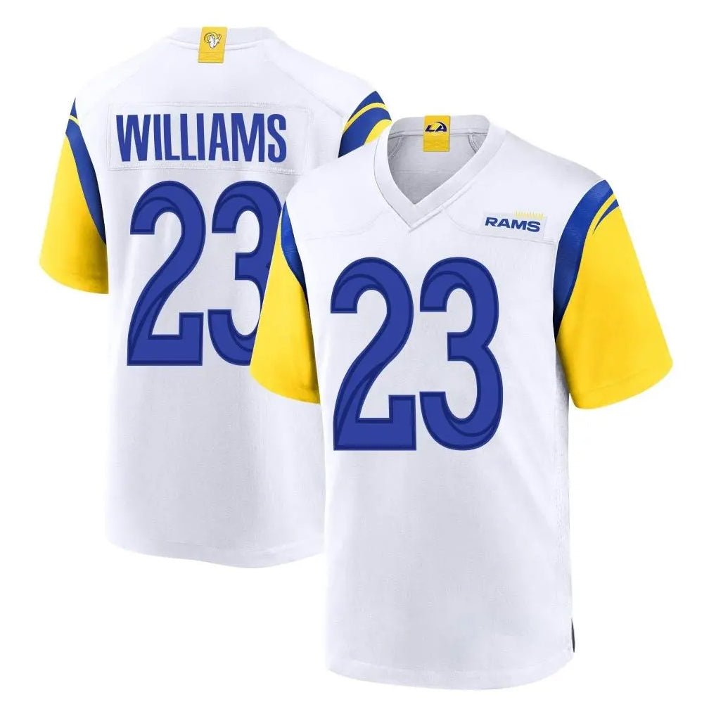 LA.Rams #23 Kyren Williams Player White Home Game PETTCS Stitched Jerseys