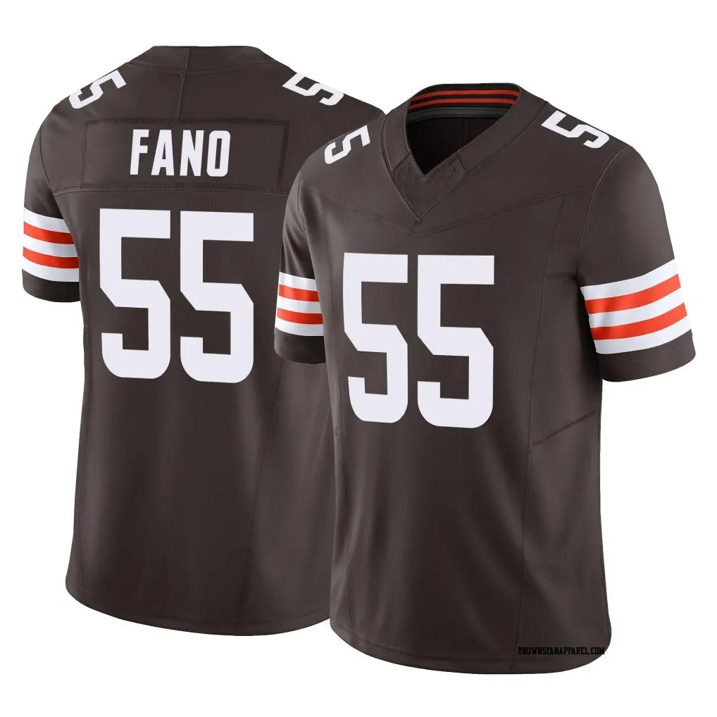 C.Browns #55 Spencer Fano Player Brown Vapor F.U.S.E. Limited Home Game PETTCS Stitched Jerseys