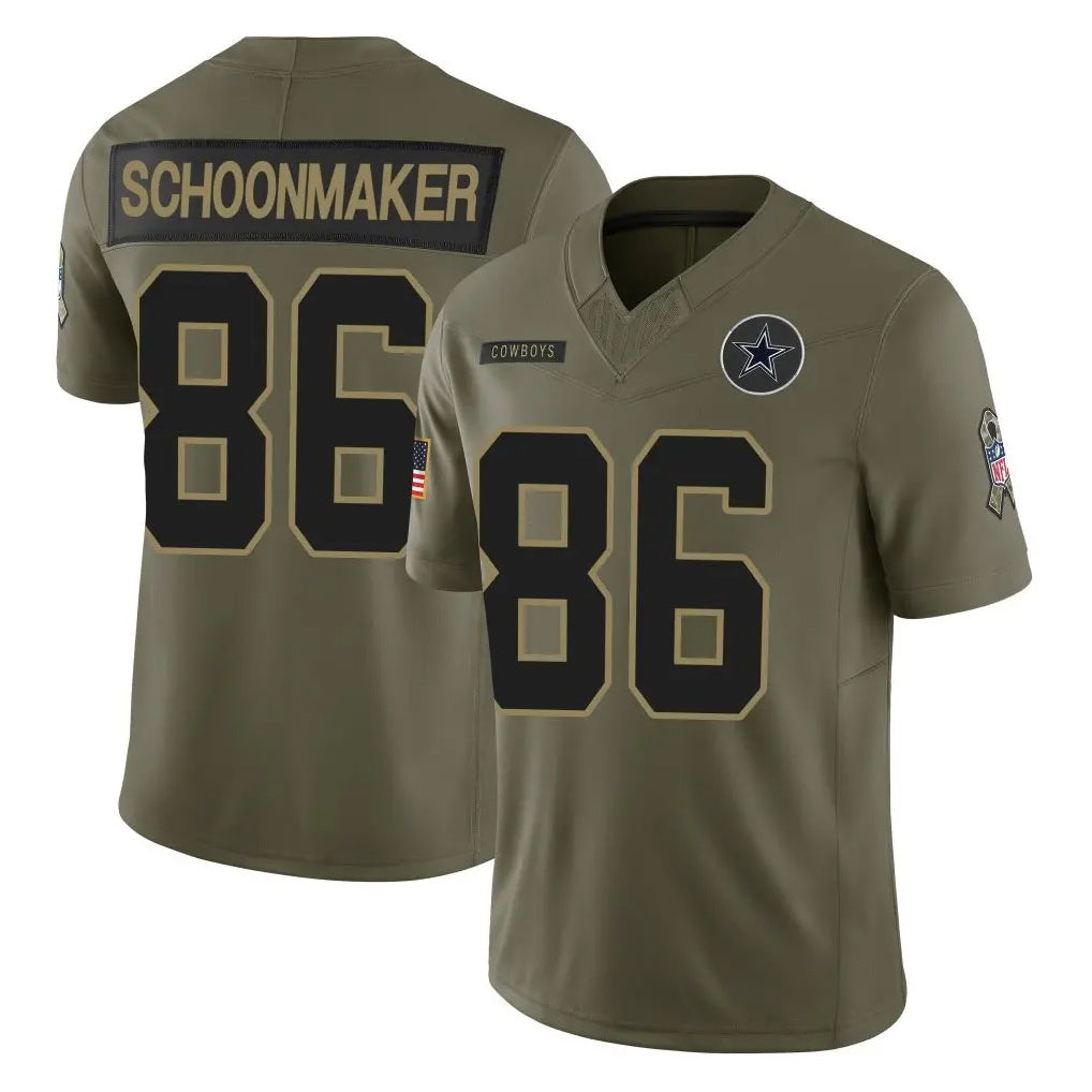 D.Cowboys #86 Luke Schoonmaker Player Olive 2025 Salute to Service Limited Home Game PETTCS Stitched Jerseys