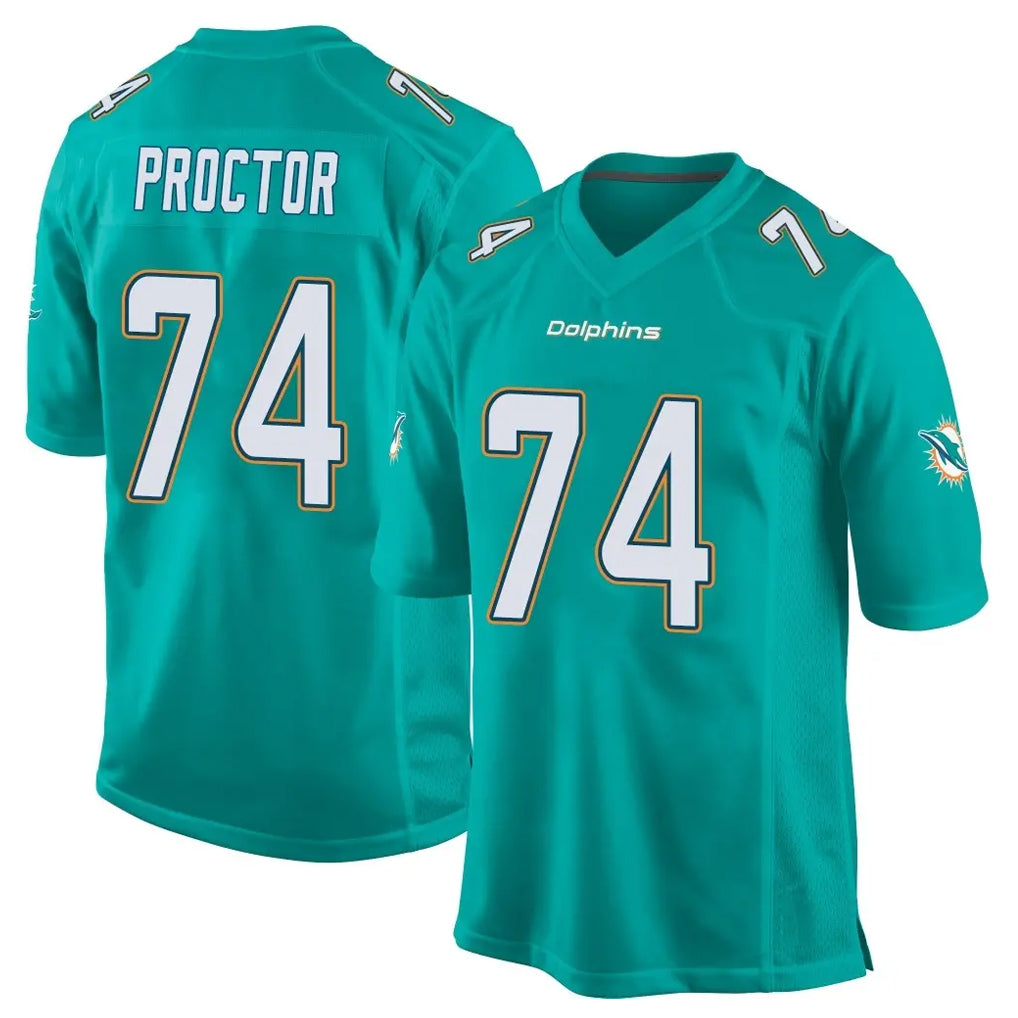 M.Dolphins #74 Kadyn Proctor Player Aqua Team Color Home Game PETTCS Stitched Jerseys