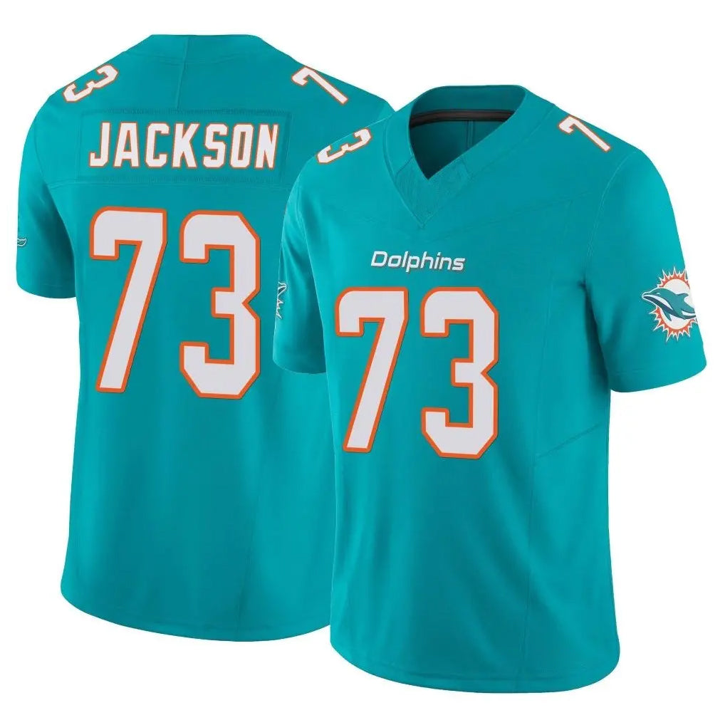 M.Dolphins #73 Austin Jackson Player Aqua Limited Vapor F.U.S.E. Home Game PETTCS Stitched Jerseys