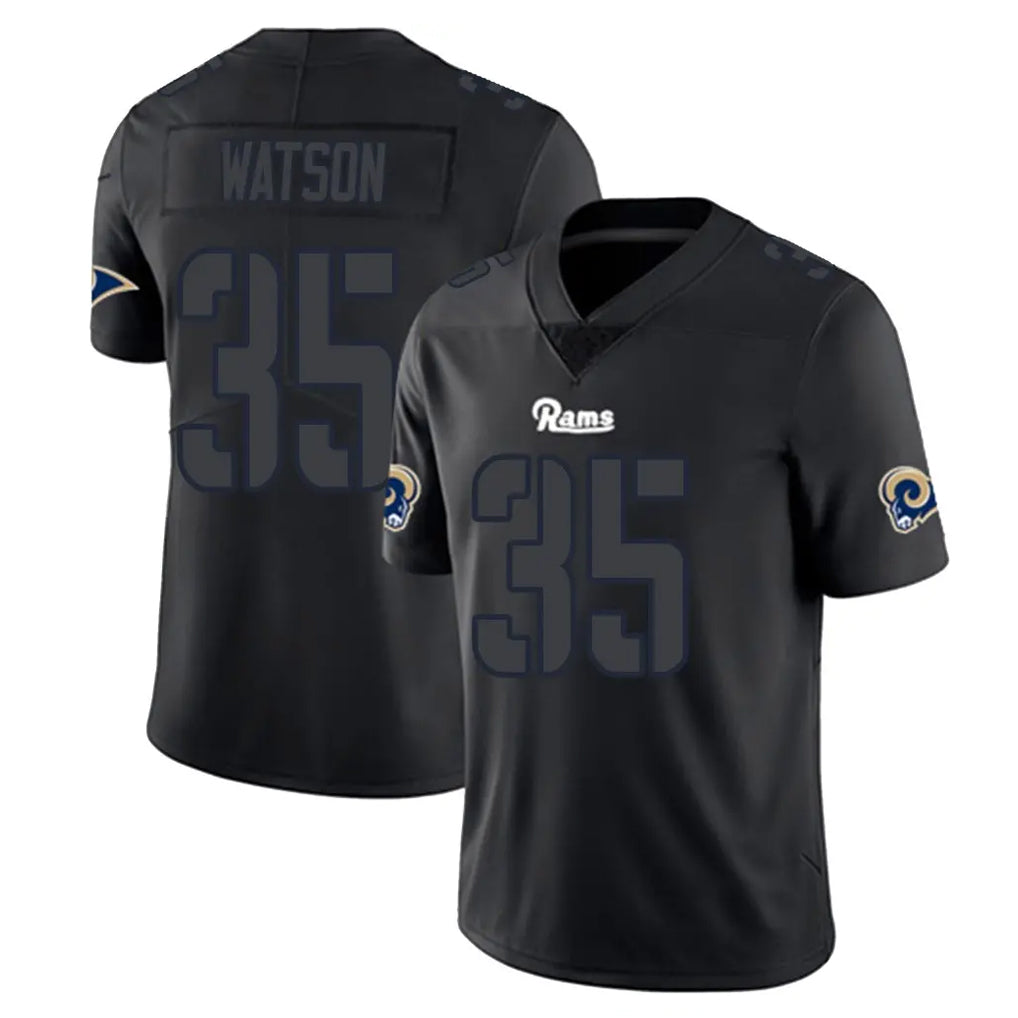 LA.Rams #35 Jaylen Watson Player Black Impact Limited Home Game PETTCS Stitched Jerseys