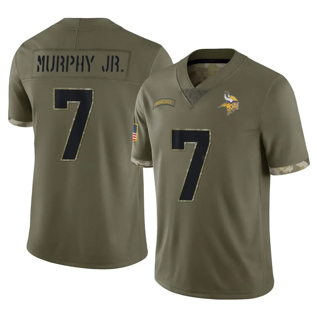 M.Vikings #7 Byron Murphy Jr. Player Olive Salute To Service Limited PETTCS Stitched Jerseys
