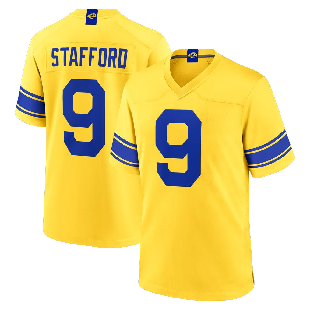 LA.Rams #9 Matthew Stafford Player Gold Classic Sol Home Game PETTCS Stitched Jerseys