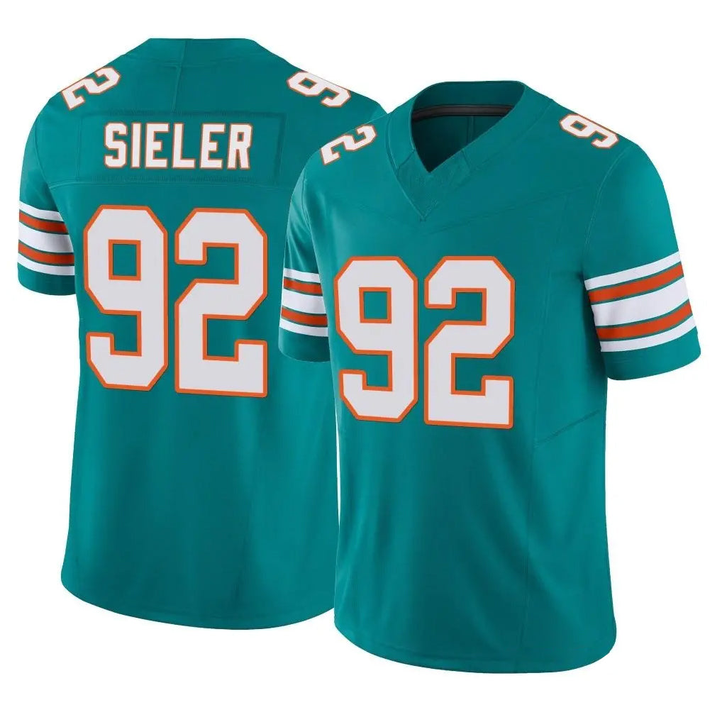 M.Dolphins #92 Zach Sieler Player Aqua Limited Alternate Vapor F.U.S.E. Home Game PETTCS Stitched Jerseys