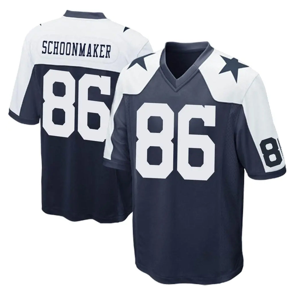D.Cowboys #86 Luke Schoonmaker Player Navy-White Alternate Home Game PETTCS Stitched Jerseys