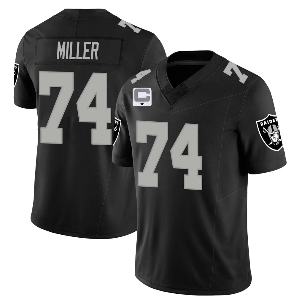 LV.Raiders #74 Kolton Miller Player Black Vapor Limited Home Game PETTCS Stitched Jerseys