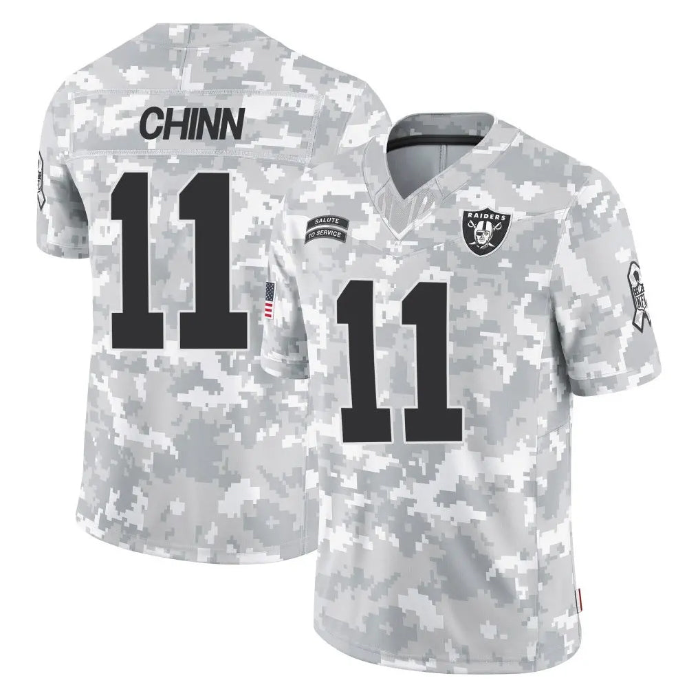 LV.Raiders #11 Jeremy Chinn Player Arctic Camo Salute To Service Limited Game PETTCS Stitched Jerseys