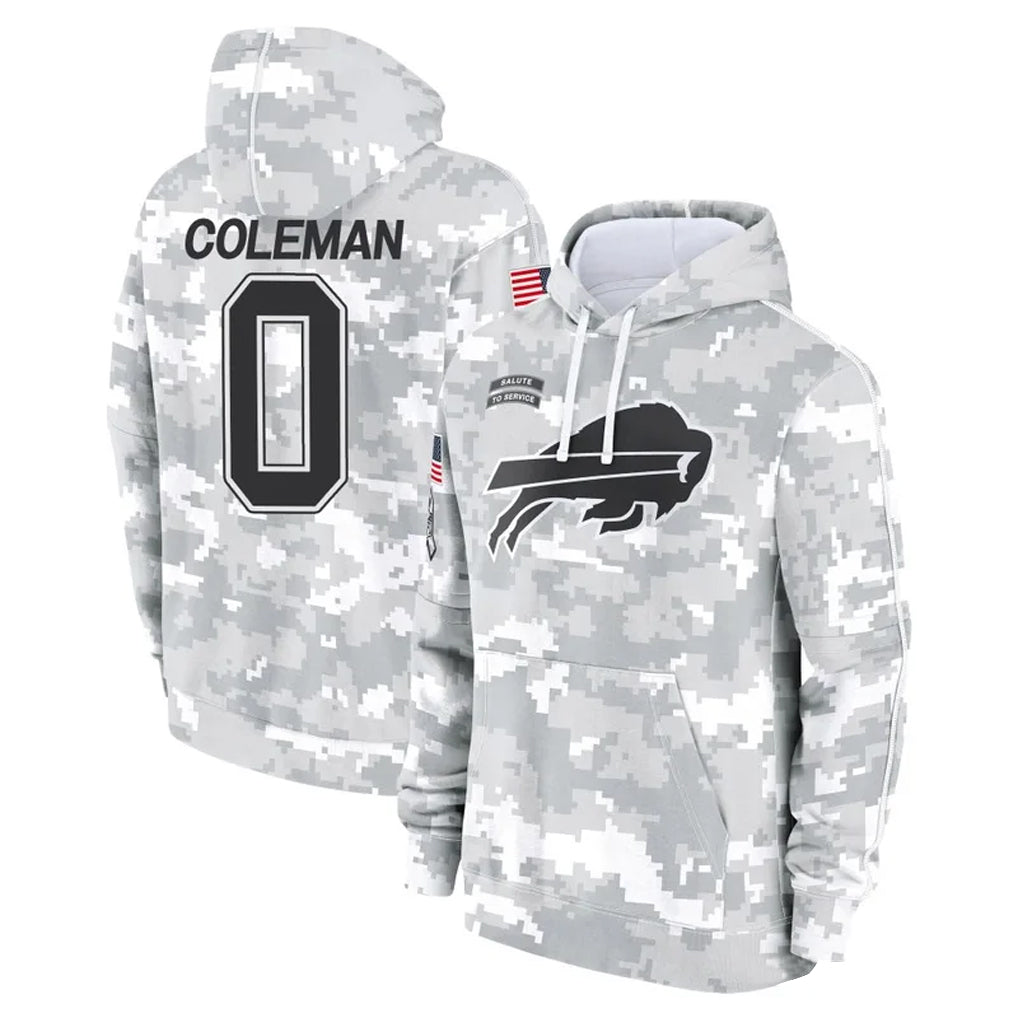 PETTCS B.Bills #0 Keon Coleman Player Arctic Camo Salute to Service Hoodies Stitched Jerseys