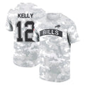 PETTCS B.Bills #12 Jim Kelly Player Arctic Camo Salute to Service T-Shirt Hoodies Stitched Jerseys