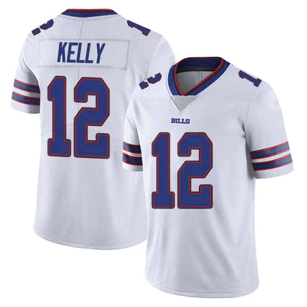 PETTCS B.Bills #12 Jim Kelly Player White Vapor Untouchable Limited Stitched Jerseys