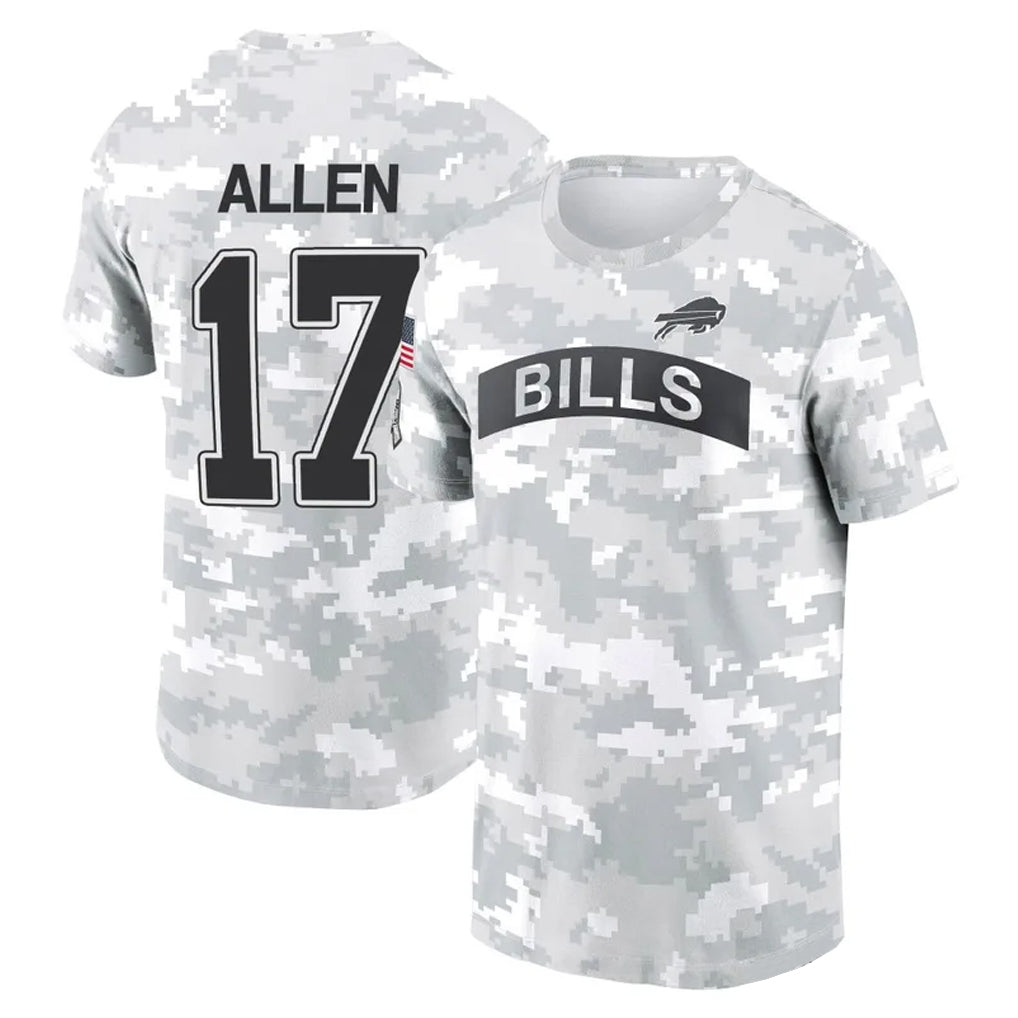 PETTCS B.Bills #17 Josh Allen Player Arctic Camo Salute to Service T-Shirt Hoodies Stitched Jerseys