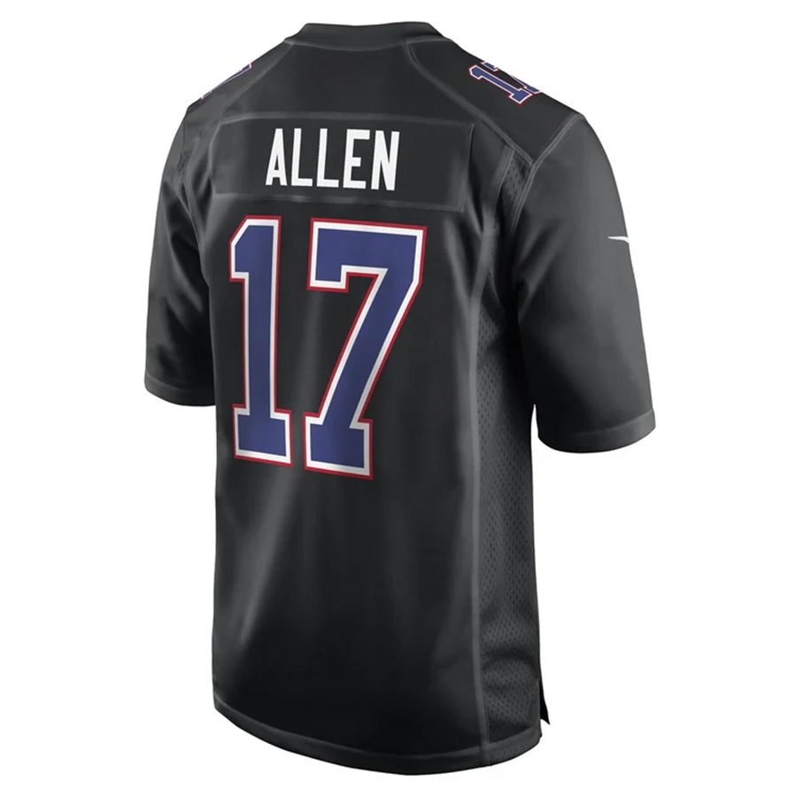 PETTCS B.Bills #17 Josh Allen Player Black Carbon Fashion Replica Game Stitched Jerseys