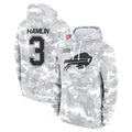 PETTCS B.Bills #3 Damar Hamlin Player Arctic Camo Salute to Service Hoodies Game Stitched Jerseys