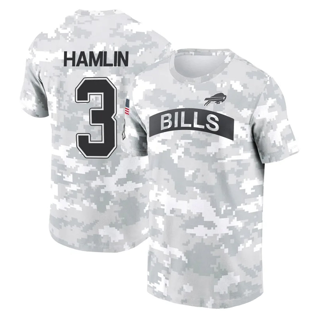 PETTCS B.Bills #3 Damar Hamlin Player Arctic Camo Salute to Service T-Shirt Hoodies Stitched Jerseys