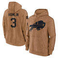 PETTCS B.Bills #3 Damar Hamlin Player Brown Salute to Service Hoodies Stitched Jerseys