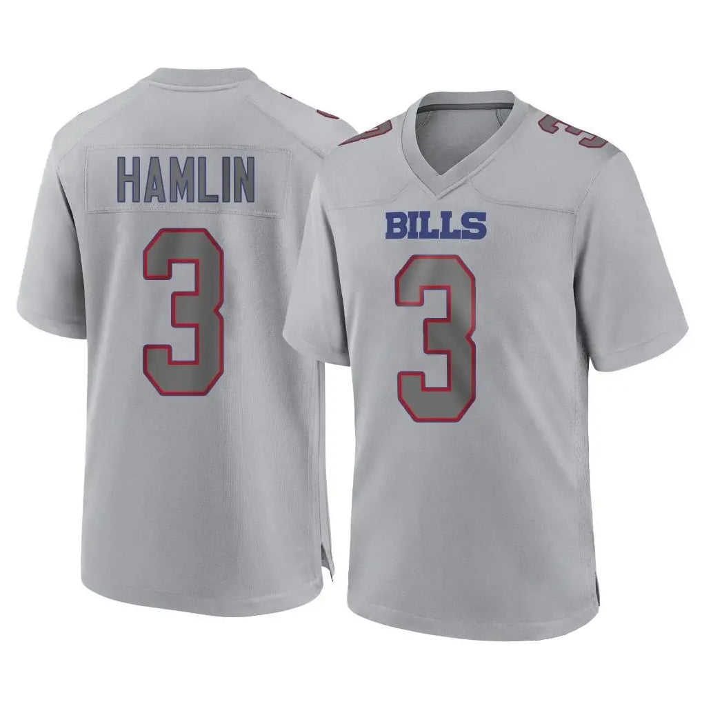 PETTCS B.Bills #3 Damar Hamlin Player Gray Home Game Stitched Jerseys
