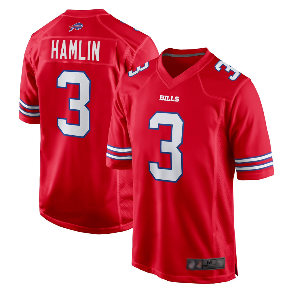 PETTCS B.Bills #3 Damar Hamlin Player Red Home Game Stitched Jerseys