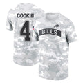PETTCS B.Bills #4 James Cook III Player Arctic Camo Salute to Service T-Shirt Hoodies Stitched Jerseys