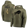 PETTCS B.Bills #4 James Cook III Player Salute to Service Hoodies Olive Stitched Jerseys