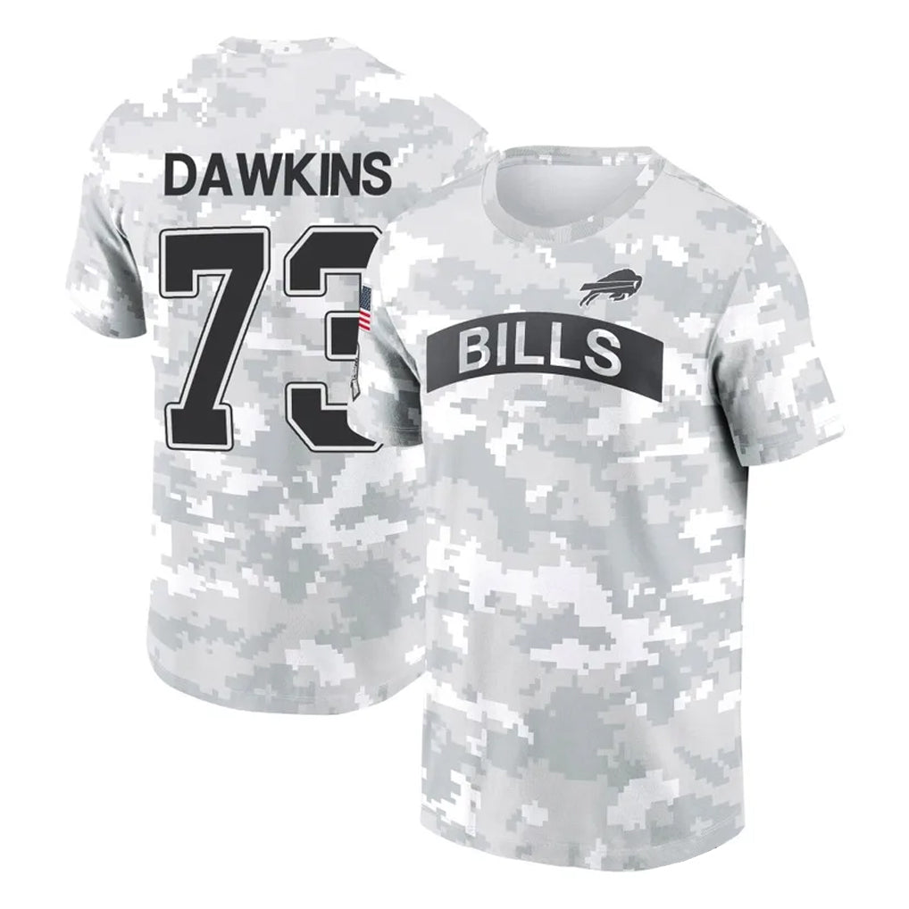 PETTCS B.Bills #73 Dion Dawkins Player Arctic Camo Salute to Service T-Shirt Hoodies Stitched Jerseys