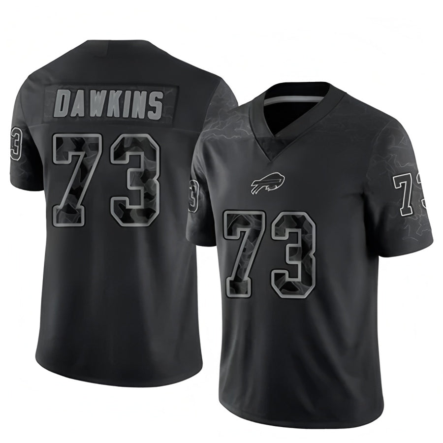 PETTCS B.Bills #73 Dion Dawkins Player Black RFLCTV Limited Stitched Jerseys